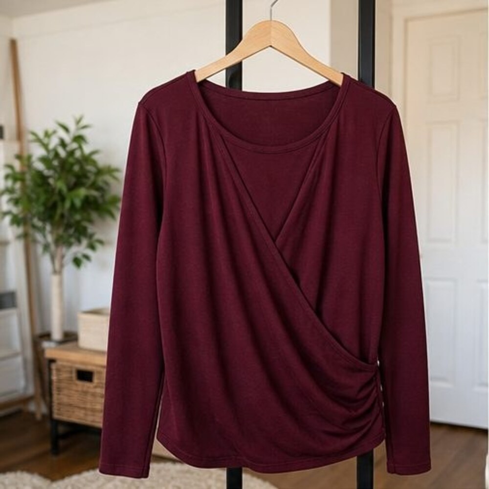 Burgundy Pleated Blouse